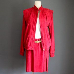 80's Soft Suede Skirt and Jacket Set by Peter Caruso